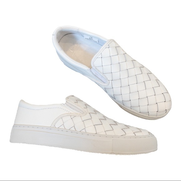 Marc Fisher Shoes - MARC FISHER LTD Calla Woven Leather Slip-On Sneakers in White